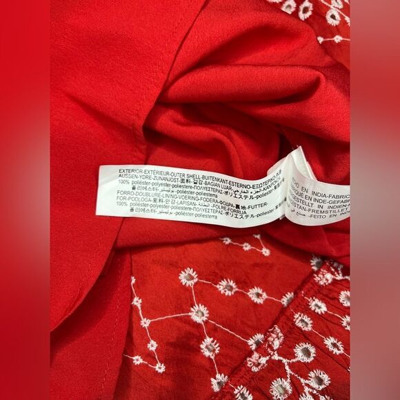 Zara Women red and white Dress With Cutwork Embroidery Sz Medium - Picture 8 of 11